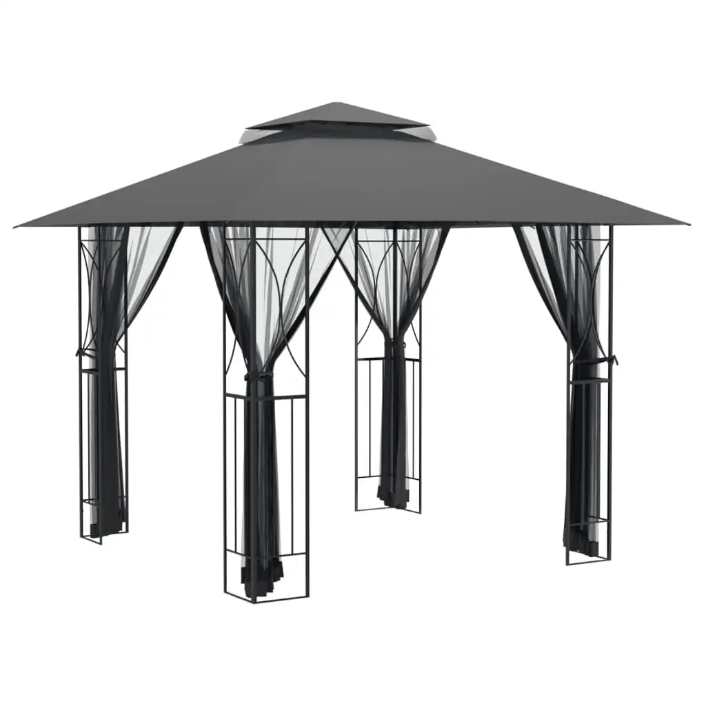 vidaXL Gazebo Outdoor Canopy with Sidewalls for Porch Garden Anthracite Steel