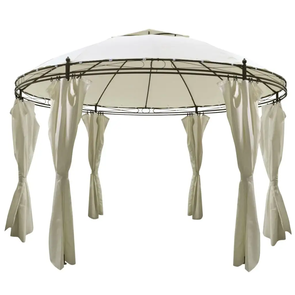 vidaXL Gazebo Round Pop up Canopy Tent Patio Pavilion Sunshade with Curtains