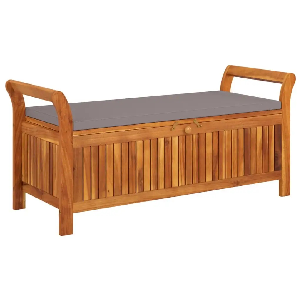 vidaXL Outdoor Storage Bench Patio Deck Box with Cushion Solid Wood Acacia