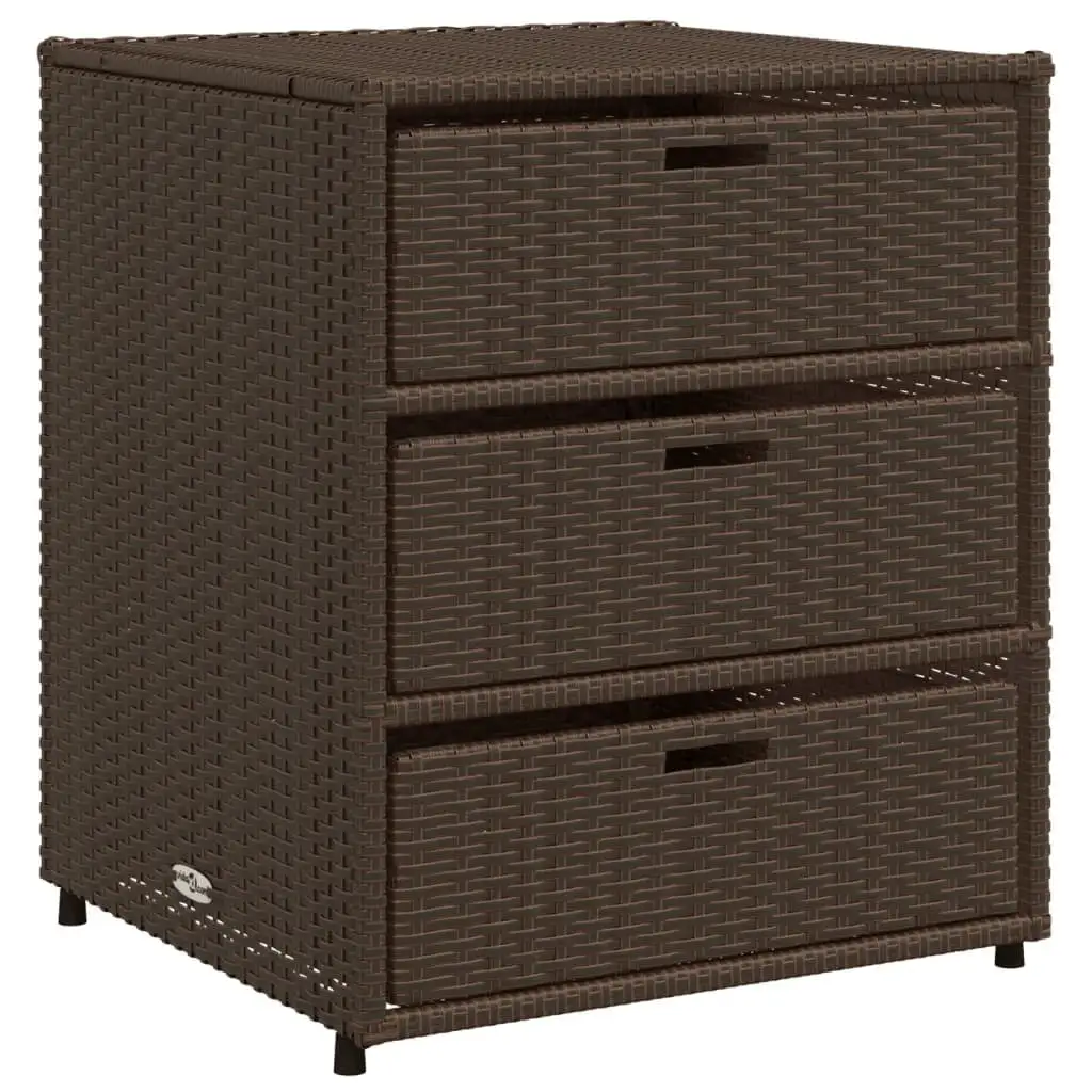 vidaXL Patio Storage Cabinet Brown 21.7x23.2x27.2 Poly Rattan