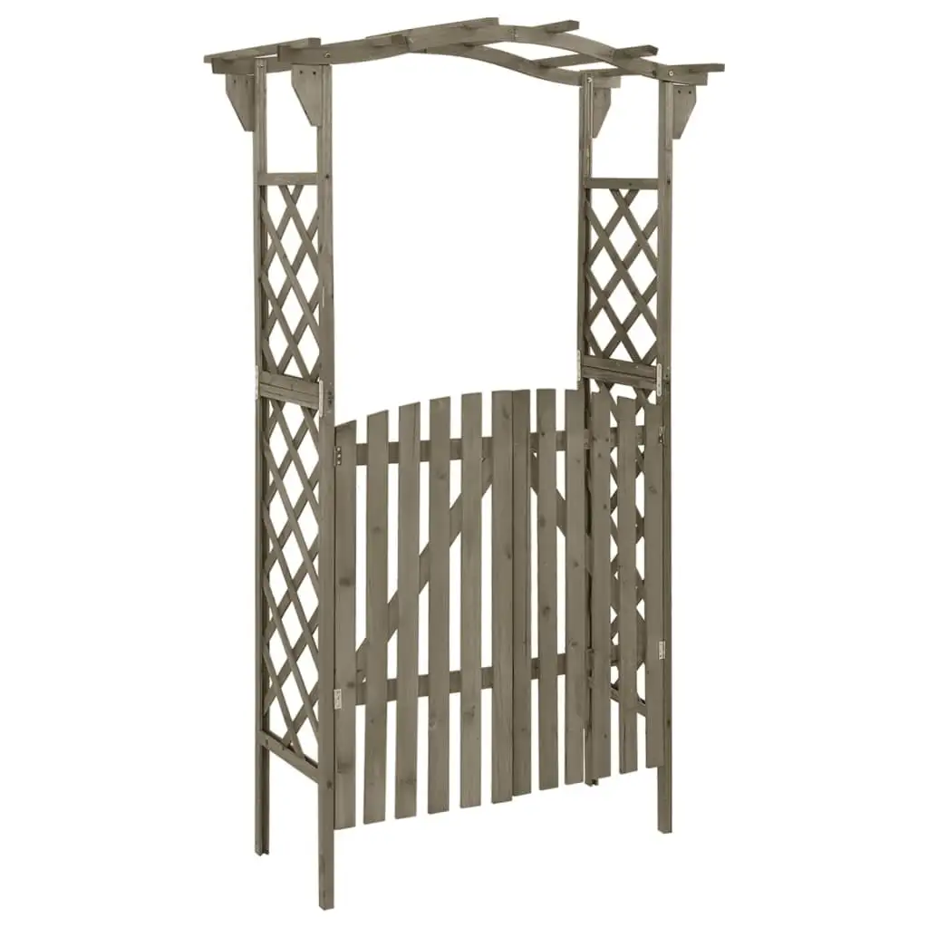 vidaXL Pergola Outdoor Pergola Garden Arch with Gate for Deck Solid Wood Fir