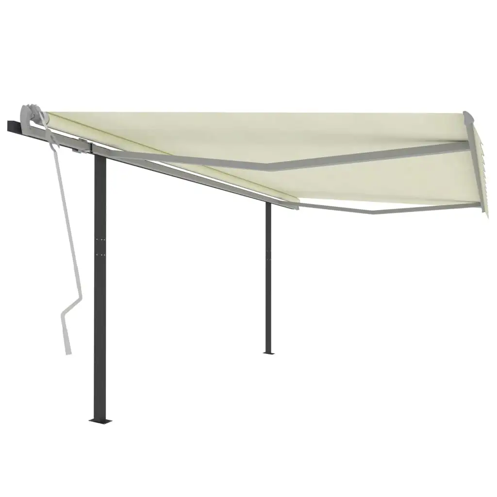 vidaXL Retractable Awning with Hand Crank and Posts Sunshade Shelter for Patio