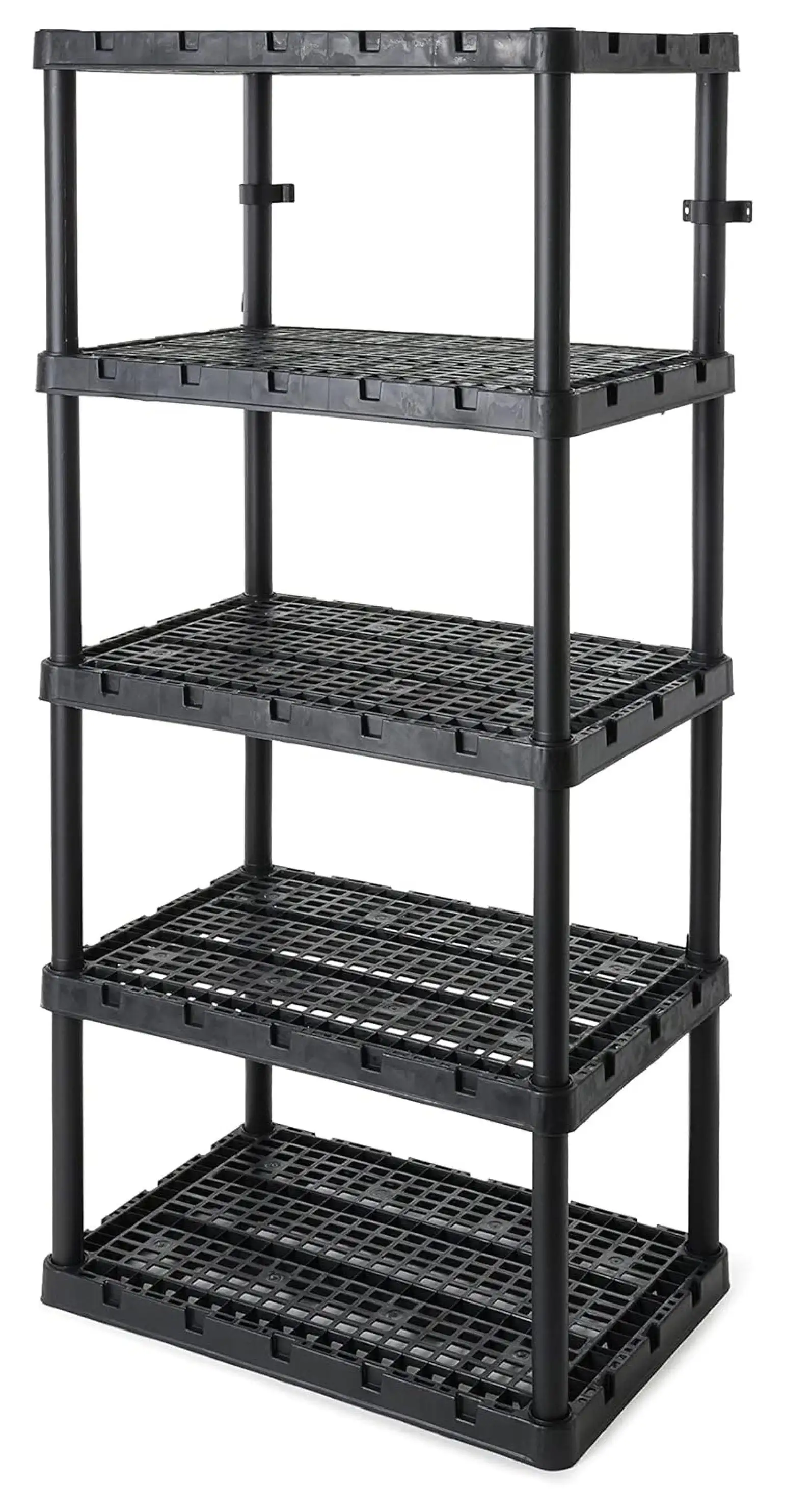 wangc123 5 Shelf Knect-A-Shelf Ventilated Extra Heavy Duty Storage Unit Organizer System for Home. Garage. Basement. and Laundry. Black