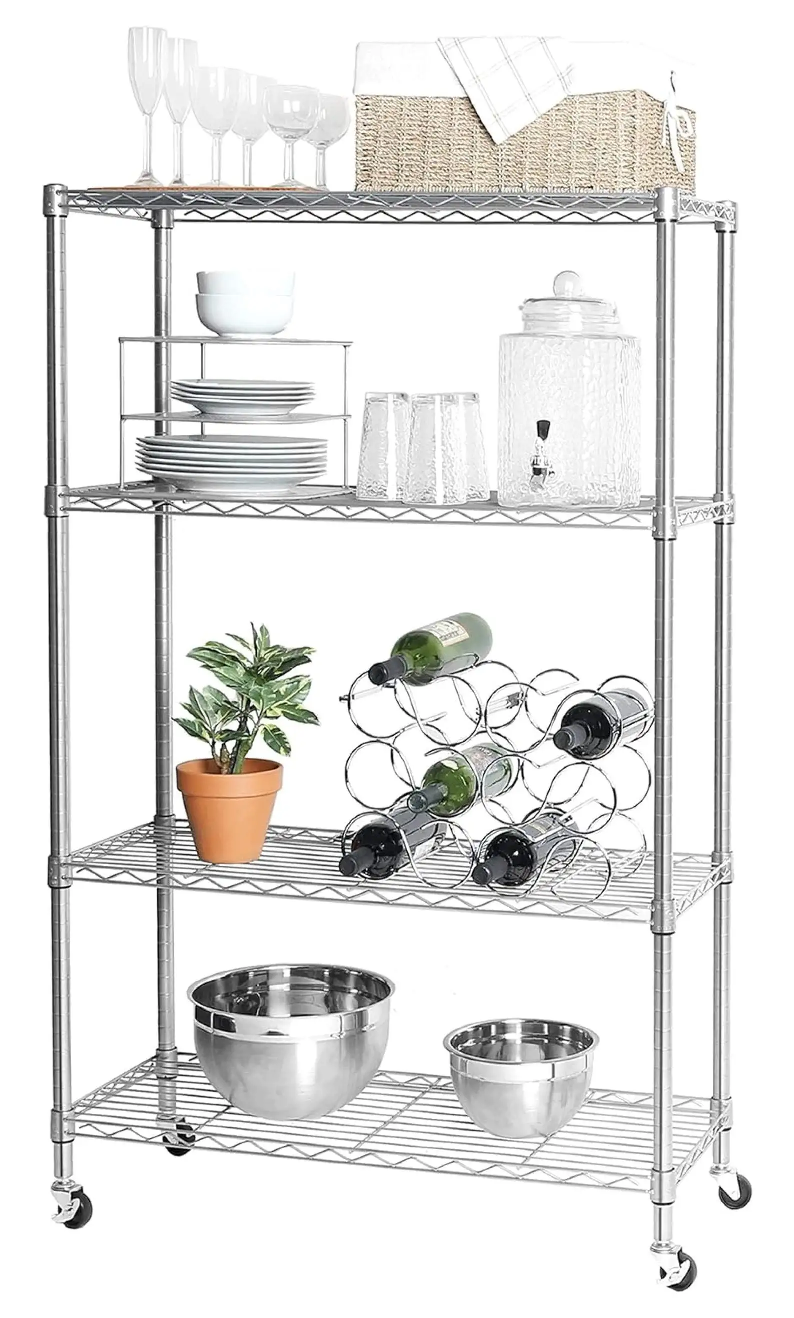 wangc123 Solid Steel Wire Shelving Storage Unit Adjustable Shelves Organizer Rack. for Home. Kitchen. Office. Garage. Bedroom. Closet. Steel. 4-Tier. 36 W x 14 D