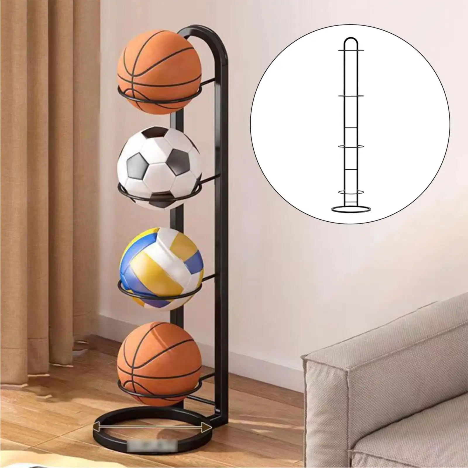 wire shelving Yuseik. Basketball Storage Rack Black. shelves for bedroom. Clearance! (Basketball storage rack x1)